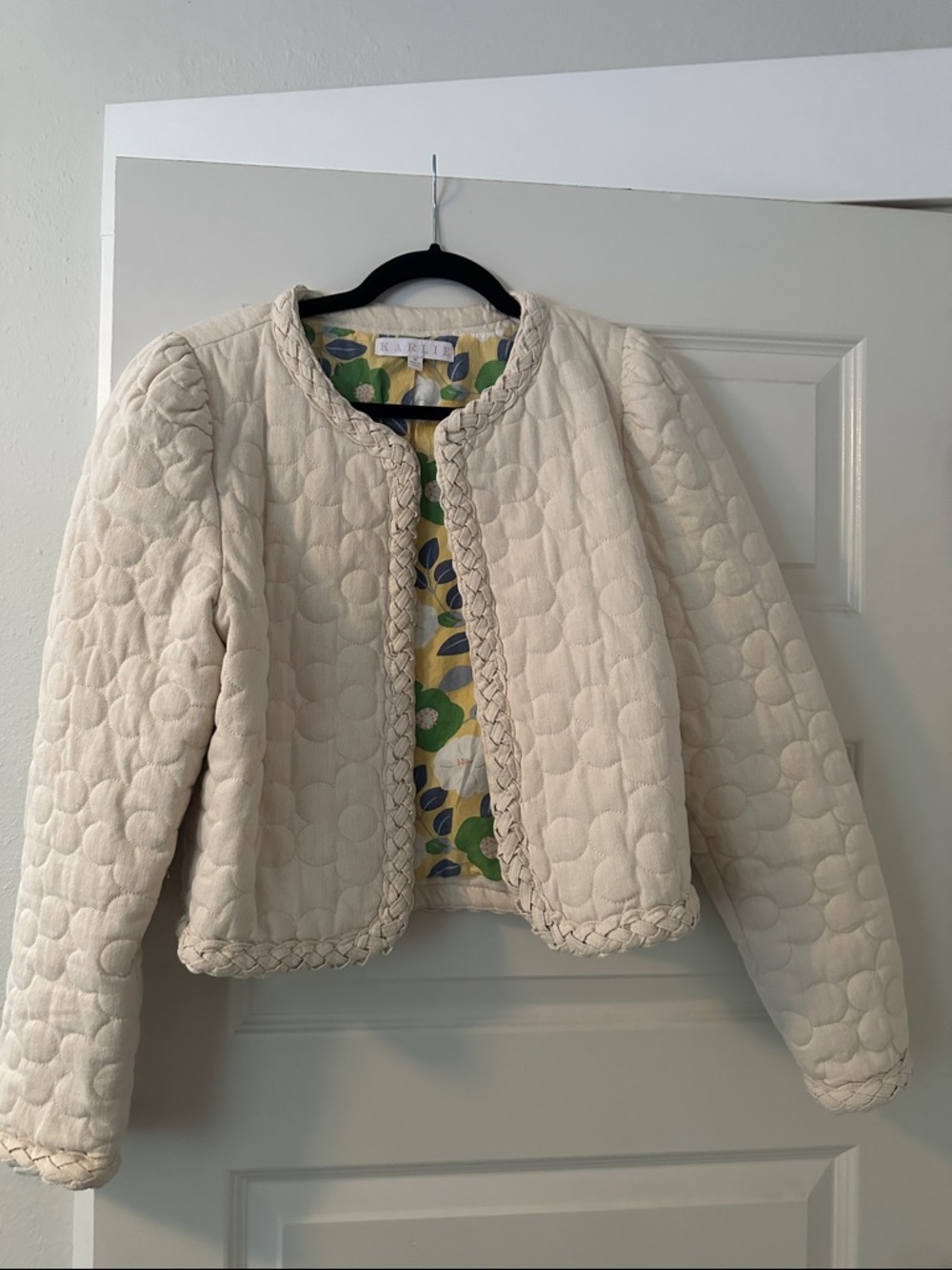 Karlie Cream Quilted Cropped Blazer